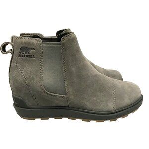 Sorel Womens Wedge Ankle Boots Suede Gray Size 8/39